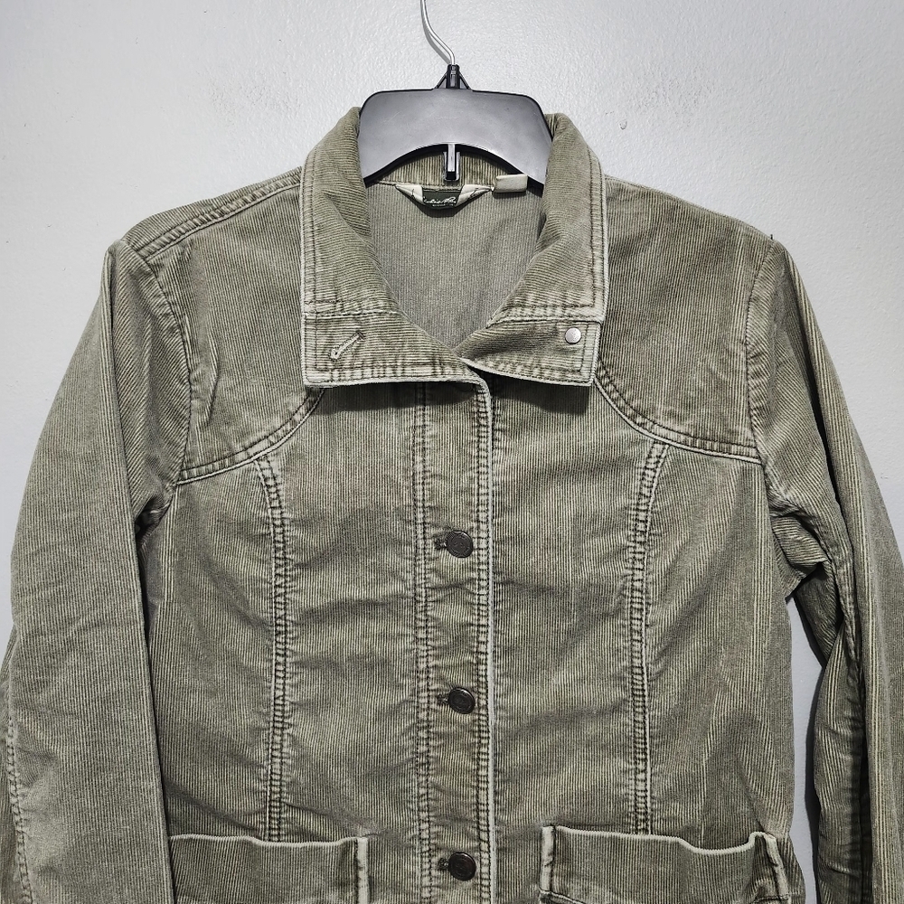 Olive Green Women's Corduroy Jacket Shacket Size M - Picture 2 of 8